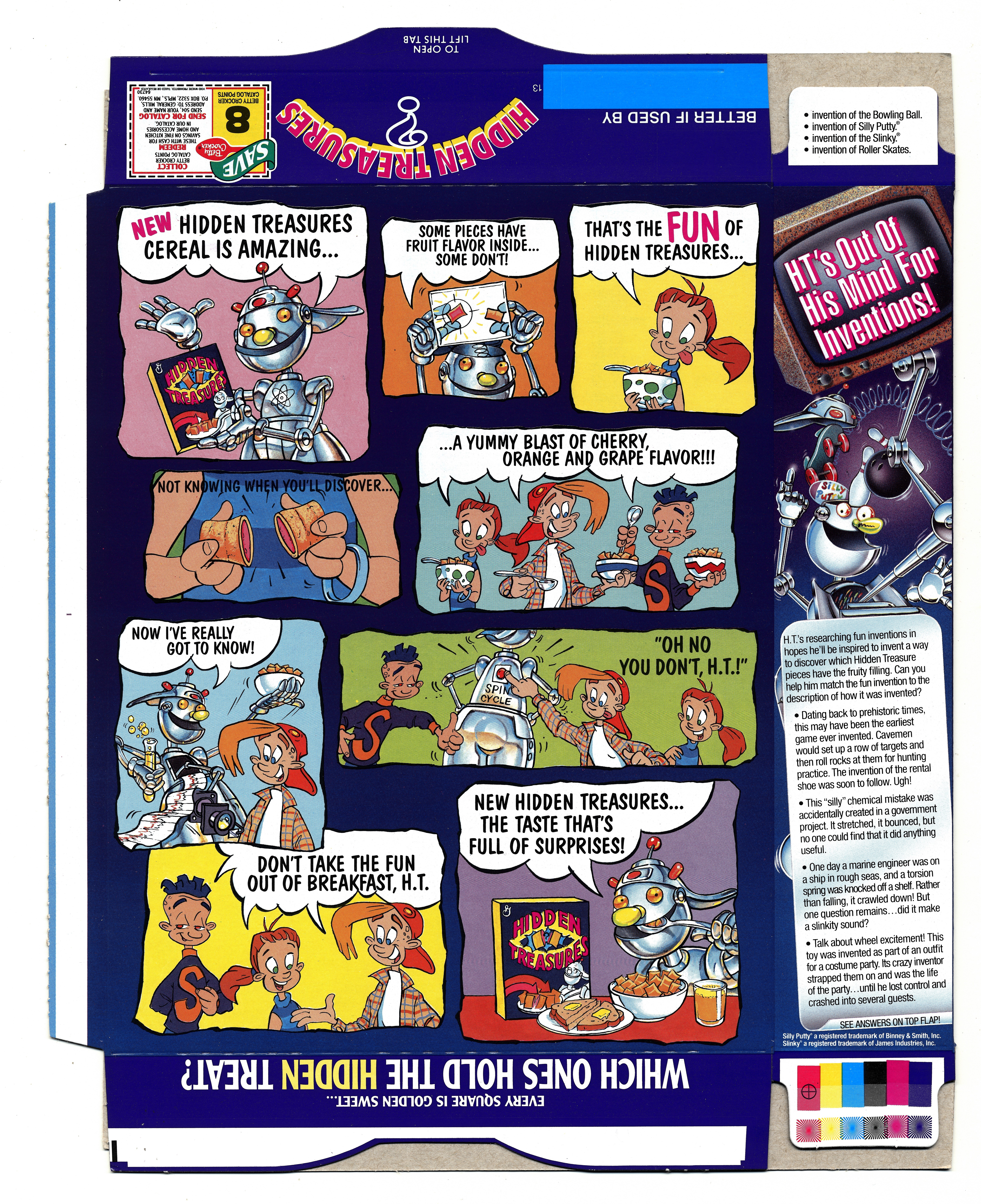 Back of 1993 Hidden Treasure cereal box